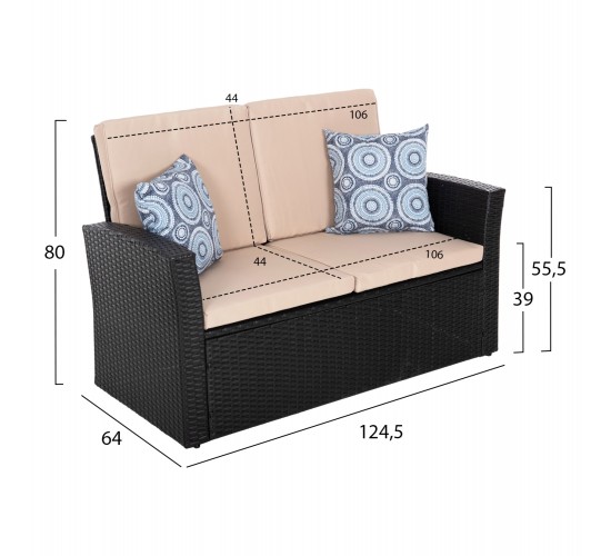 ΣΑΛΟΝΙ ΕΞ.ΧΩΡΟΥ 4ΤΜΧ THORE HM5978 ΣΥΝΘ. RATTAN ΑΝΘΡΑΚΙ-ΜΠΕΖ ΜΑΞΙΛΑΡΙΑ