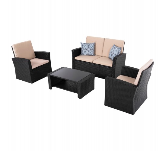 ΣΑΛΟΝΙ ΕΞ.ΧΩΡΟΥ 4ΤΜΧ THORE HM5978 ΣΥΝΘ. RATTAN ΑΝΘΡΑΚΙ-ΜΠΕΖ ΜΑΞΙΛΑΡΙΑ