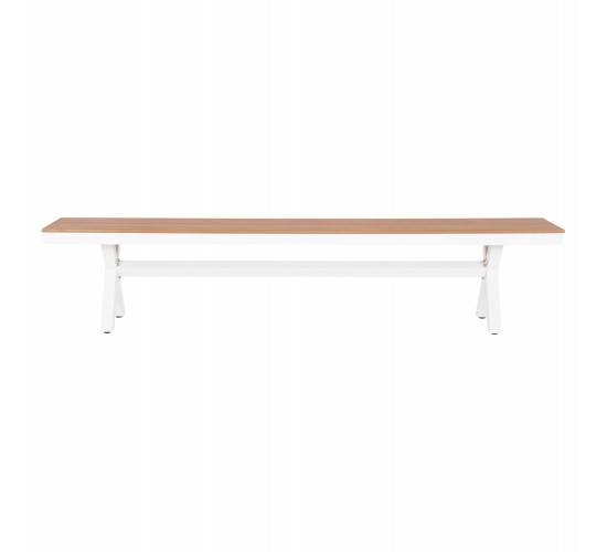 ΠΑΓΚΑΚΙ ΑΛΟΥΜΙΝΙΟΥ TAWNEE HM6040.02 ΛΕΥΚΟ-POLYWOOD ΚΑΘΙΣΜΑ ΦΥΣΙΚΟ 220x36x44,5Υεκ. 4θέσιο