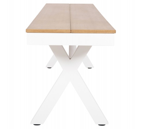 ΠΑΓΚΑΚΙ ΑΛΟΥΜΙΝΙΟΥ TAWNEE HM6040.02 ΛΕΥΚΟ-POLYWOOD ΚΑΘΙΣΜΑ ΦΥΣΙΚΟ 220x36x44,5Υεκ. 4θέσιο