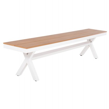 ΠΑΓΚΑΚΙ ΑΛΟΥΜΙΝΙΟΥ TAWNEE HM6040.02 ΛΕΥΚΟ-POLYWOOD ΚΑΘΙΣΜΑ ΦΥΣΙΚΟ 220x36x44,5Υεκ. 4θέσιο