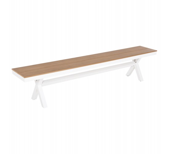ΠΑΓΚΑΚΙ ΑΛΟΥΜΙΝΙΟΥ TAWNEE HM6040.02 ΛΕΥΚΟ-POLYWOOD ΚΑΘΙΣΜΑ ΦΥΣΙΚΟ 220x36x44,5Υεκ. 4θέσιο