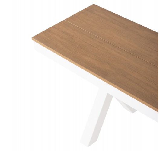 ΠΑΓΚΑΚΙ ΑΛΟΥΜΙΝΙΟΥ TAWNEE HM6040.02 ΛΕΥΚΟ-POLYWOOD ΚΑΘΙΣΜΑ ΦΥΣΙΚΟ 220x36x44,5Υεκ. 4θέσιο