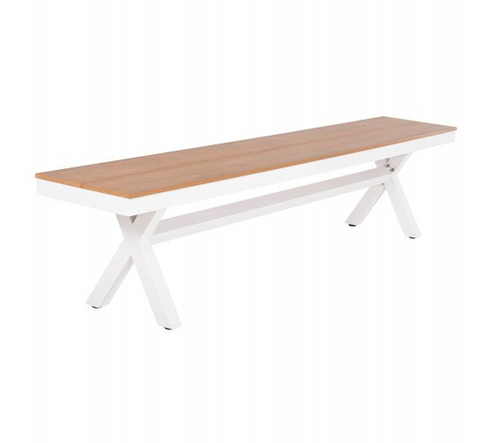 ΠΑΓΚΑΚΙ ΑΛΟΥΜΙΝΙΟΥ TAWNEE HM6040.02 ΛΕΥΚΟ-POLYWOOD ΚΑΘΙΣΜΑ ΦΥΣΙΚΟ 220x36x44,5Υεκ. 4θέσιο