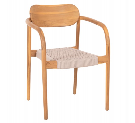 ΠΟΛΥΘΡΟΝΑ OSLO HM9636.07 ΞΥΛΟ TEAK ΦΥΣΙΚΟ & ΜΠΕΖ ΣΧΟΙΝΙ 55x54x80Yεκ.
