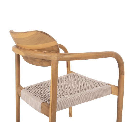 ΠΟΛΥΘΡΟΝΑ OSLO HM9636.07 ΞΥΛΟ TEAK ΦΥΣΙΚΟ & ΜΠΕΖ ΣΧΟΙΝΙ 55x54x80Yεκ.