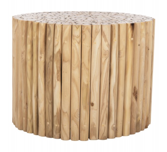 ΤΡΑΠΕΖΙ ΣΑΛΟΝΙΟΥ ΣΤΡΟΓΓΥΛΟ COOTER HM9864 ΚΛΑΔΙΑ TEAK-ΦΥΣΙΚΟ Φ60,5x46Υεκ.