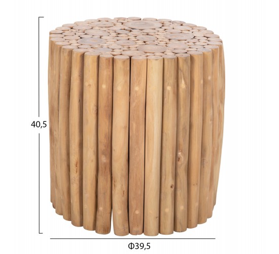 ΤΡΑΠΕΖΙ ΣΑΛΟΝΙΟΥ ΣΤΡΟΓΓΥΛΟ COOTER HM9865 ΚΛΑΔΙΑ TEAK-ΦΥΣΙΚΟ Φ39x40,5Υεκ.