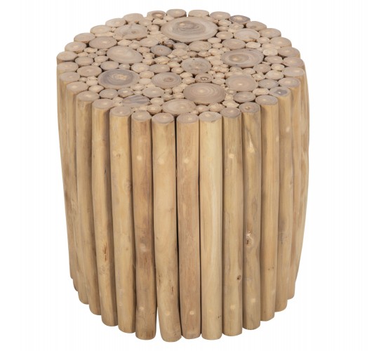 ΤΡΑΠΕΖΙ ΣΑΛΟΝΙΟΥ ΣΤΡΟΓΓΥΛΟ COOTER HM9865 ΚΛΑΔΙΑ TEAK-ΦΥΣΙΚΟ Φ39x40,5Υεκ.