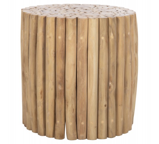 ΤΡΑΠΕΖΙ ΣΑΛΟΝΙΟΥ ΣΤΡΟΓΓΥΛΟ COOTER HM9865 ΚΛΑΔΙΑ TEAK-ΦΥΣΙΚΟ Φ39x40,5Υεκ.