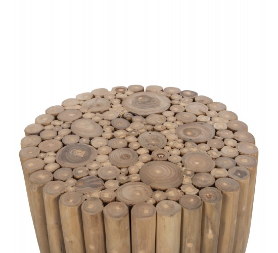 ΤΡΑΠΕΖΙ ΣΑΛΟΝΙΟΥ ΣΤΡΟΓΓΥΛΟ COOTER HM9865 ΚΛΑΔΙΑ TEAK-ΦΥΣΙΚΟ Φ39x40,5Υεκ.