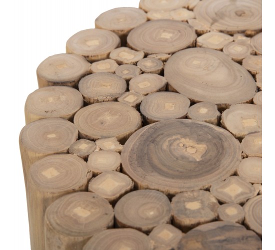 ΤΡΑΠΕΖΙ ΣΑΛΟΝΙΟΥ ΣΤΡΟΓΓΥΛΟ COOTER HM9865 ΚΛΑΔΙΑ TEAK-ΦΥΣΙΚΟ Φ39x40,5Υεκ.