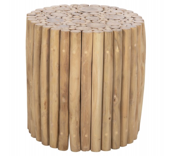 ΤΡΑΠΕΖΙ ΣΑΛΟΝΙΟΥ ΣΤΡΟΓΓΥΛΟ COOTER HM9865 ΚΛΑΔΙΑ TEAK-ΦΥΣΙΚΟ Φ39x40,5Υεκ.