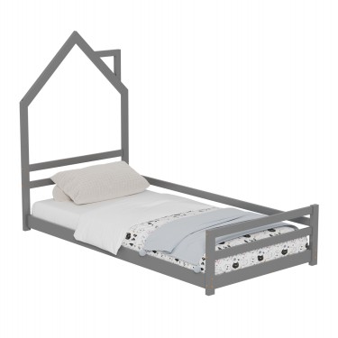 ΚΡΕΒΑΤΙ ΠΑΙΔΙΚΟ HOUSER HM676.05 τ.MONTESSORI ΞΥΛΟ ΠΕΥΚΟ ΓΚΡΙ- 190x90εκ Μονό