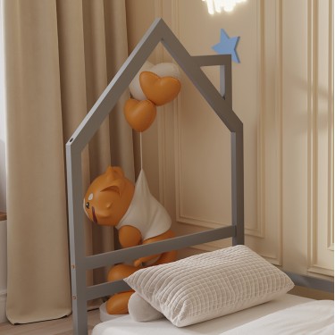 ΚΡΕΒΑΤΙ ΠΑΙΔΙΚΟ HOUSER HM676.05 τ.MONTESSORI ΞΥΛΟ ΠΕΥΚΟ ΓΚΡΙ- 190x90εκ Μονό