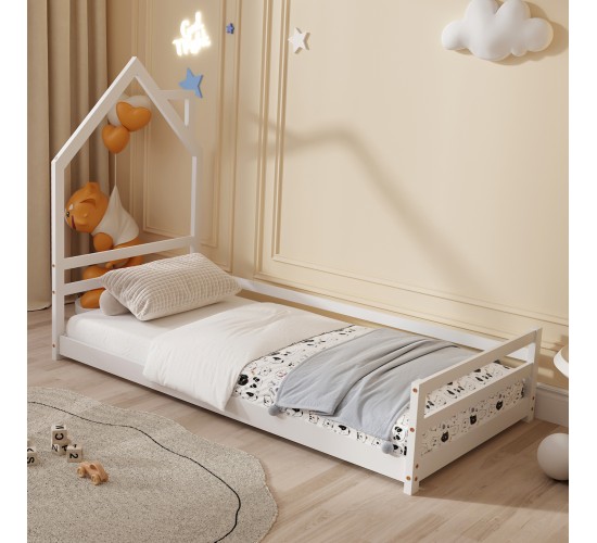ΚΡΕΒΑΤΙ ΠΑΙΔΙΚΟ HOUSER HM676.03 τ.MONTESSORI ΞΥΛΟ ΠΕΥΚΟ ΛΕΥΚΟ- 190x90εκ