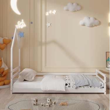 ΚΡΕΒΑΤΙ ΠΑΙΔΙΚΟ HOUSER HM676.03 τ.MONTESSORI ΞΥΛΟ ΠΕΥΚΟ ΛΕΥΚΟ- 190x90εκ Μονό