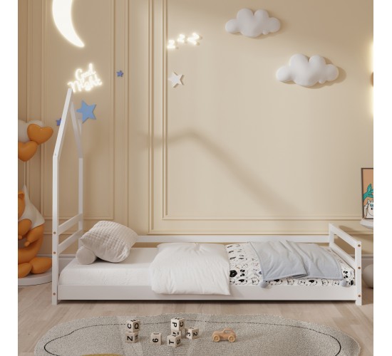 ΚΡΕΒΑΤΙ ΠΑΙΔΙΚΟ HOUSER HM676.03 τ.MONTESSORI ΞΥΛΟ ΠΕΥΚΟ ΛΕΥΚΟ- 190x90εκ