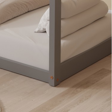 ΚΡΕΒΑΤΙ ΠΑΙΔΙΚΟ PEPE HM677.05 τ.MONTESSORI ΞΥΛΟ ΠΕΥΚΟ ΓΚΡΙ- 190x90εκ Μονό