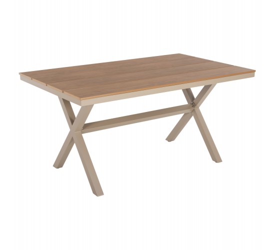ΤΡΑΠΕΖΙ ΑΛΟΥΜΙΝΙΟΥ ΟΡΘΟΓΩΝΙΟ TAWNEE HM6037.04 ΣΑΜΠΑΝΙ-POLYWOOD ΦΥΣΙΚΟ 150x89,5x73Υ