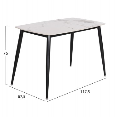 ΤΡΑΠΕΖΙ RAVEN HM9854.01 ΚΕΡΑΜΙΚΟ TOP ΜΑΤ ΛΕΥΚΟ ΜΑΡΜΑΡΟ-ΜΑΥΡΟ ΜΕΤΑΛΛΟ 120x70x73Υεκ.