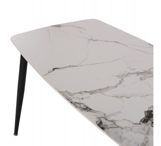 ΤΡΑΠΕΖΙ RAVEN HM9854.01 ΚΕΡΑΜΙΚΟ TOP ΜΑΤ ΛΕΥΚΟ ΜΑΡΜΑΡΟ-ΜΑΥΡΟ ΜΕΤΑΛΛΟ 120x70x73Υεκ.