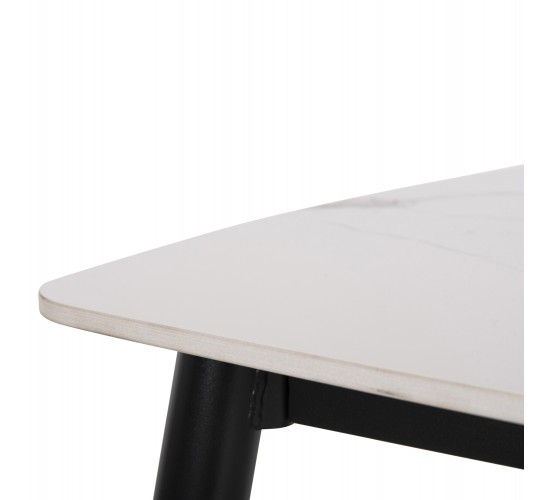 ΤΡΑΠΕΖΙ RAVEN HM9854.01 ΚΕΡΑΜΙΚΟ TOP ΜΑΤ ΛΕΥΚΟ ΜΑΡΜΑΡΟ-ΜΑΥΡΟ ΜΕΤΑΛΛΟ 120x70x73Υεκ.