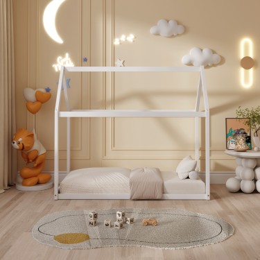 ΚΡΕΒΑΤΙ ΠΑΙΔΙΚΟ PEPE HM677.03 τ.MONTESSORI ΞΥΛΟ ΠΕΥΚΟ ΛΕΥΚΟ- 190x90εκ Μονό