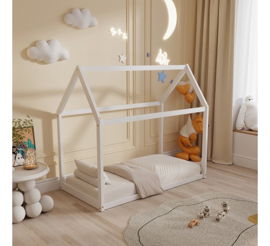 ΚΡΕΒΑΤΙ ΠΑΙΔΙΚΟ PEPE HM677.03 τ.MONTESSORI ΞΥΛΟ ΠΕΥΚΟ ΛΕΥΚΟ- 190x90εκ