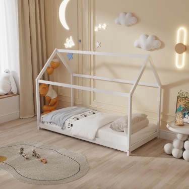 ΚΡΕΒΑΤΙ ΠΑΙΔΙΚΟ PEPE HM678.03 τ.MONTESSORI ΞΥΛΟ ΠΕΥΚΟ ΛΕΥΚΟ- 140x70εκ Μονό