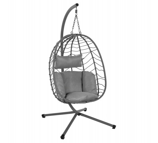ΚΡΕΜΑΣΤΗ ΠΟΛΥΘΡΟΝΑ ΦΩΛΙΑ MILLIE HM5997.10 ΜΕΤΑΛΛΟ-ΣΥΝΘ.RATTAN ΓΚΡΙ 90x75x190Υεκ.