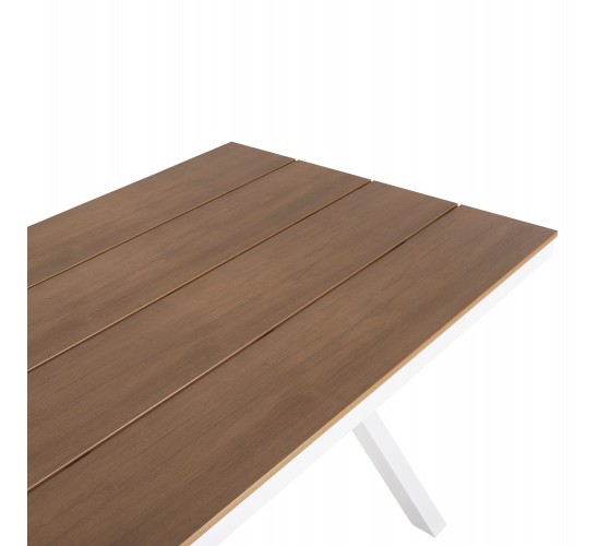 ΤΡΑΠΕΖΙ ΑΛΟΥΜΙΝΙΟΥ ΟΡΘΟΓΩΝΙΟ TAWNEE HM6037.02 ΛΕΥΚΟ-POLYWOOD ΦΥΣΙΚΟ 150x89,5x73Υεκ