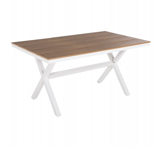 ΤΡΑΠΕΖΙ ΑΛΟΥΜΙΝΙΟΥ ΟΡΘΟΓΩΝΙΟ TAWNEE HM6037.02 ΛΕΥΚΟ-POLYWOOD ΦΥΣΙΚΟ 150x89,5x73Υεκ