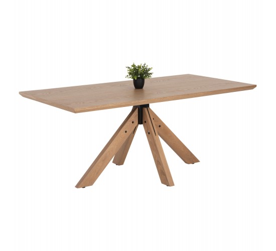 ΤΡΑΠΕΖΙ PAOLO HM9853 MDF ΜΕ ΚΑΠΛΑΜΑ ΦΡΑΞΙΝΟΥ-ΠΟΔΙΑ RUBBERWOOD-ΦΥΣΙΚΟ 180x90x75Yεκ