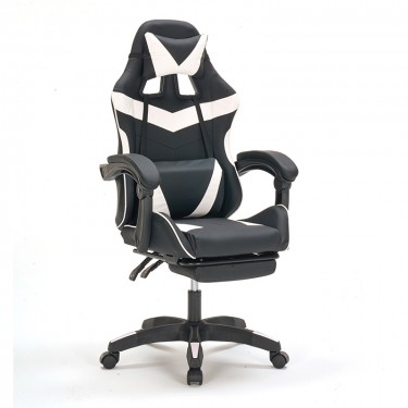 A9937 ΜΑΥΡΟ/ΛΕΥΚΟ PVC ΠΟΛΥΘΡΟΝΑ GAMING/ΜΕ ΥΠΟΠΟΔΙΟ 64X59X43-112/53-125εκ. ZITA PLUS 64X59X43-112/53-125εκ.