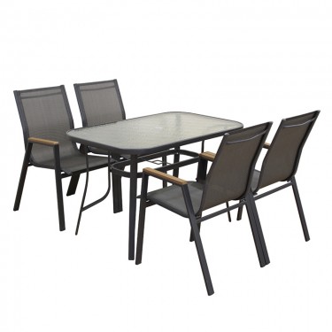 SELBY SET ΤΡΑΠΕΖΑΡΙΑΣ 5ΤΜΧ ΑΝΘΡΑΚΙ 120Χ70εκ. ZITA PLUS ΚΑΡ. 56Χ64Χ90 / ΤΡΑΠ. 120X70X71εκ.