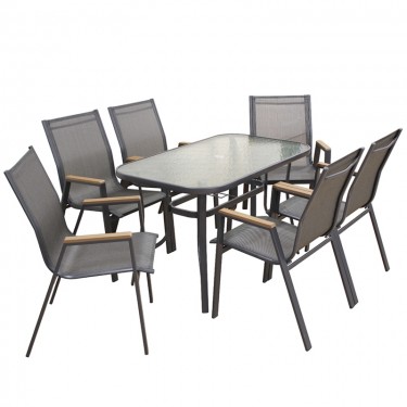 SELBY SET ΤΡΑΠΕΖΑΡΙΑΣ 7ΤΜΧ ΑΝΘΡΑΚΙ 120Χ70εκ. ZITA PLUS ΚΑΡ. 56Χ64Χ90 / ΤΡΑΠ. 120X70X71εκ.