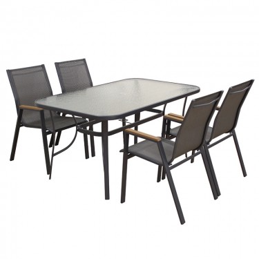 SELBY SET ΤΡΑΠΕΖΑΡΙΑΣ 5ΤΜΧ ΑΝΘΡΑΚΙ 140Χ80εκ. ZITA PLUS ΚΑΡ. 56Χ64Χ90 / ΤΡΑΠ. 140X80X71εκ.