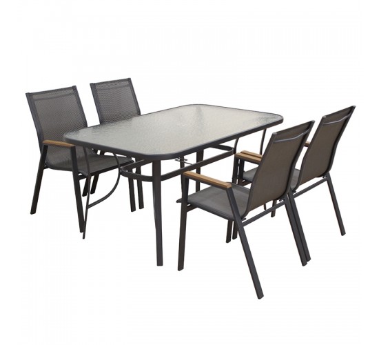 SELBY SET ΤΡΑΠΕΖΑΡΙΑΣ 5ΤΜΧ ΑΝΘΡΑΚΙ 140Χ80εκ. ZITA PLUS ΚΑΡ. 56Χ64Χ90 / ΤΡΑΠ. 140X80X71εκ.