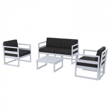 MYKONOS SET 2ΘΕΣ.SILVER GREY/ΜΑΞ. BLACK(2ΘΕΣ. 2ΠΟΛ. ΤΡΑΠ 65εκ.) SIESTA 138Χ72Χ75/73Χ72Χ75/65Χ65Χ33εκ.