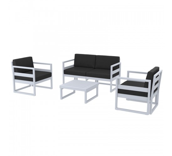MYKONOS SET 2ΘΕΣ.SILVER GREY ΜΕ ΜΑΞ.(2ΘΕΣ. 2ΠΟΛ. ΤΡΑΠ 65εκ.) SIESTA 138Χ72Χ75/73Χ72Χ75/65Χ65Χ33εκ.
