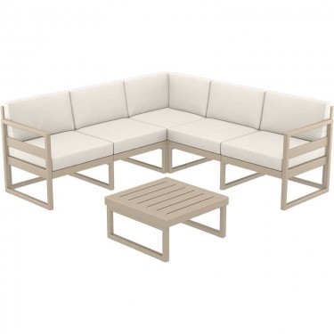 MYKONOS ΓΩΝΙΑ SET TAUPE/ΜΑΞ. BEIGE ΠΟΛ/ΝΙΟΥ ( ΤΡΑΠ.65εκ.) SIESTA 200Χ200Χ43/75εκ.
