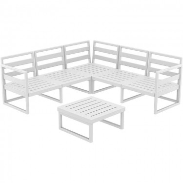 MYKONOS ΓΩΝΙΑ SET WHITE ΧΩΡΙΣ ΜΑΞΙΛΑΡΙΑ ΠΟΛ/ΝΙΟΥ ( ΤΡΑΠ.65εκ.) SIESTA 200Χ200Χ33/75εκ.