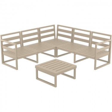 MYKONOS ΓΩΝΙΑ SET TAUPE ΧΩΡΙΣ ΜΑΞΙΛΑΡΙΑ ΠΟΛ/ΝΙΟΥ ( ΤΡΑΠ.65εκ.) SIESTA 200Χ200Χ33/75εκ.