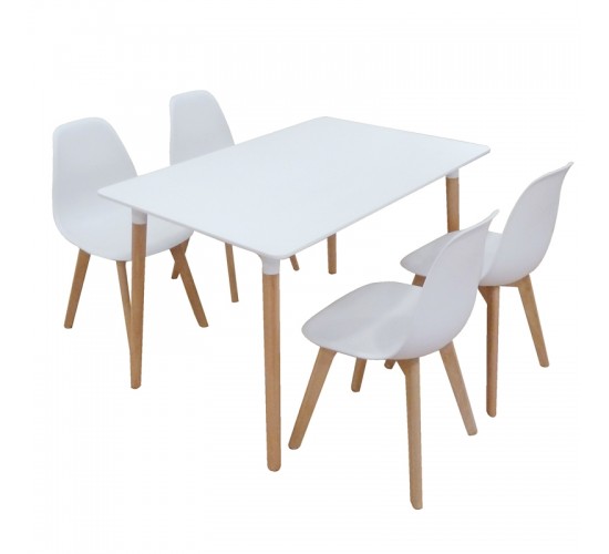 Σετ Τραπεζαρίας Loft Plus White Randy 5τμχ 120Χ80X72εκ. ZITA PLUS