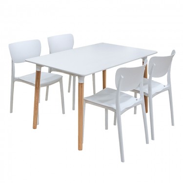 Σετ Τραπεζαρίας Monna White Randy 5τμχ 120Χ80X72εκ. ZITA PLUS