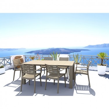 Σετ Τραπεζαρίας 7τμχ Vegas Artemis Taupe 100X180/220Χ75εκ. SIESTA