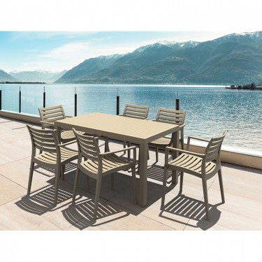 Σετ Τραπεζαρίας 7τμχ Ares Artemis Taupe 140Χ80Χ75εκ. SIESTA