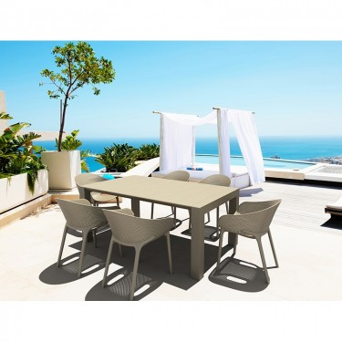 Σετ Τραπεζαρίας 7τμχ Vegas Sky Pro Taupe 100X180/220Χ75εκ. SIESTA