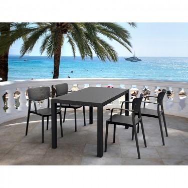 Σετ Τραπεζαρίας 5τμχ Ares Loft Black 140Χ80Χ75εκ. SIESTA